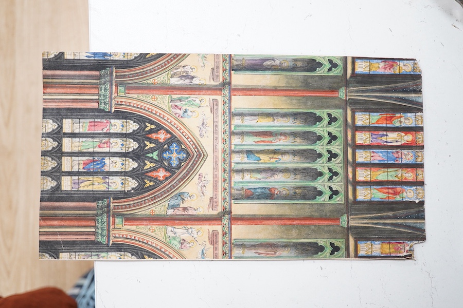 19th century School, Stained glass window, unsigned, watercolour on paper, 34 x 18cm, unframed